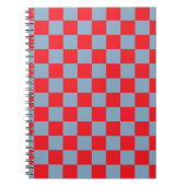 Rood blauw geruit gingham patroon notitieboek (Voorkant)