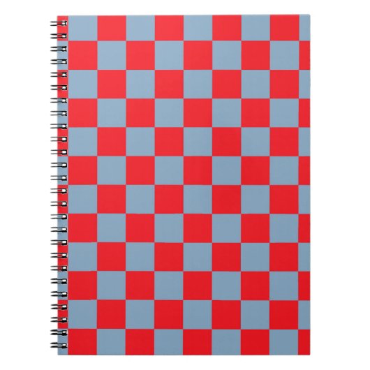 Rood blauw geruit gingham patroon notitieboek (Voorkant)