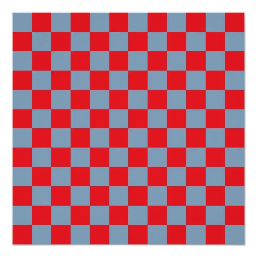 Rood blauw geruit gingham patroon perfect poster (Voorkant)