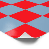 Rood blauw geruit gingham patroon perfect poster (Hoek)