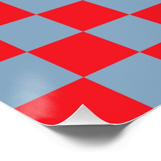 Rood blauw geruit gingham patroon perfect poster (Hoek)