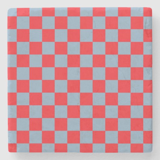 Rood blauw geruit gingham patroon stenen onderzetter (Voorkant)