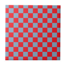 Rood blauw geruit gingham patroon tegeltje