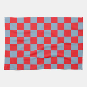 Rood blauw geruit gingham patroon theedoek