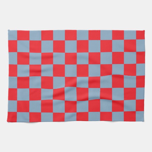 Rood blauw geruit gingham patroon theedoek (Horizontaal)