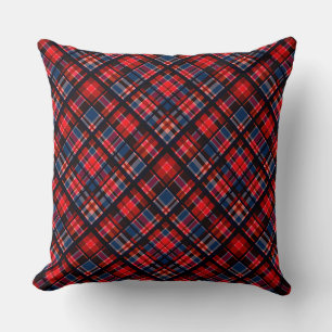 Rood blauw geruit patroon afdrukken kussen