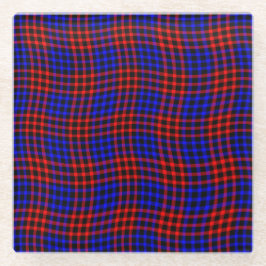 Rood Blauw Geruit Patroon Naadloos Glazen Onderzetter