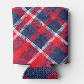 Rood-blauw geruite wollen textuur. blikjeskoeler (Achterkant)