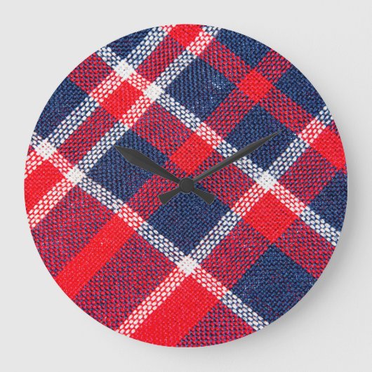 Rood-blauw geruite wollen textuur. grote klok (Voorkant)