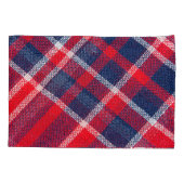 Rood-blauw geruite wollen textuur. kussensloop (Achterkant)