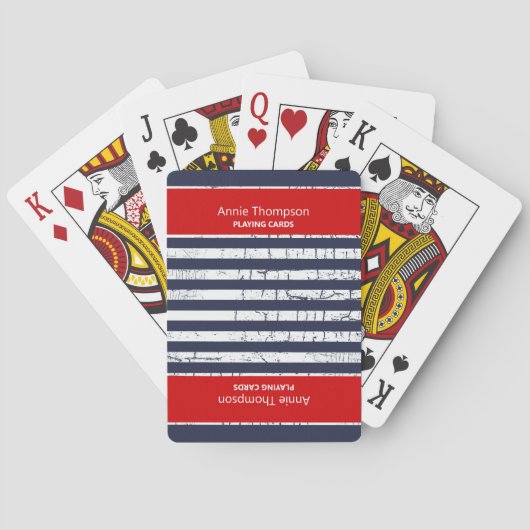 rood blauw GESTREEPT DECK-VAN-KAARTEN MET NAAM Pokerkaarten (Achterkant)