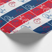 Rood & blauw, gestreepte & koele fietsen cadeaupapier (Hoek)