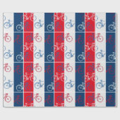 Rood & blauw, gestreepte & koele fietsen cadeaupapier (Vlak)