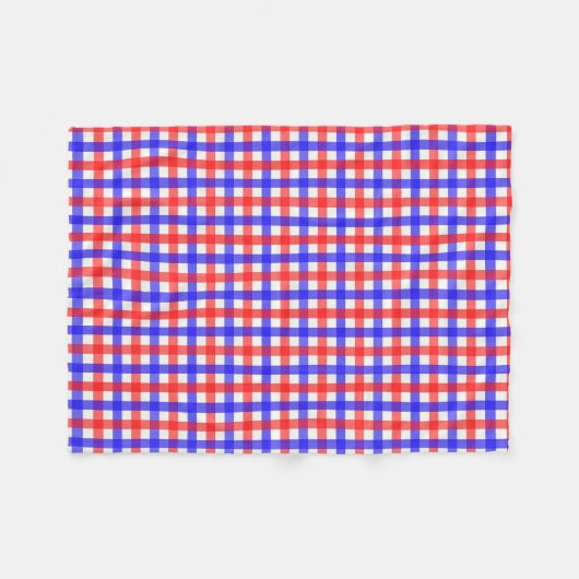 Rood Blauw Gingham Plaid Patroon Fleece Deken (Voorkant (Horizontaal))