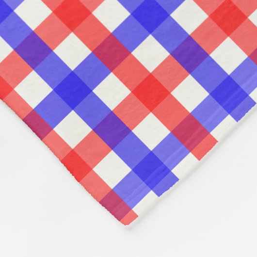 Rood Blauw Gingham Plaid Patroon Fleece Deken (Hoek)