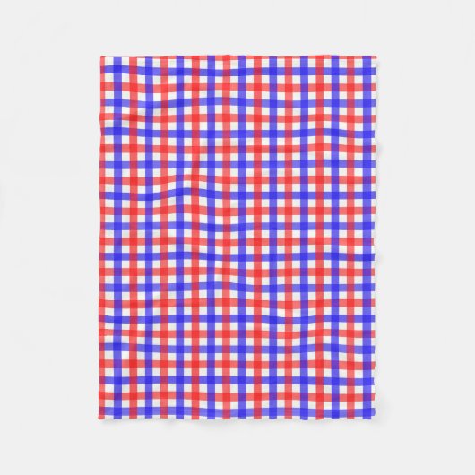 Rood Blauw Gingham Plaid Patroon Fleece Deken (Voorkant)