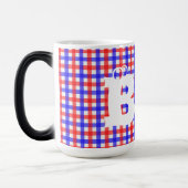 Rood Blauw Gingham Plaid Patroon Magische Mok (Links)