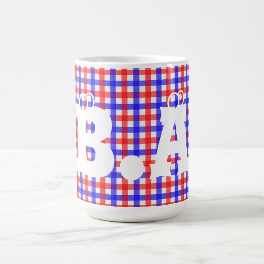 Rood Blauw Gingham Plaid Patroon Magische Mok (Midden)