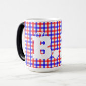 Rood Blauw Gingham Plaid Patroon Magische Mok (Voorkant links)