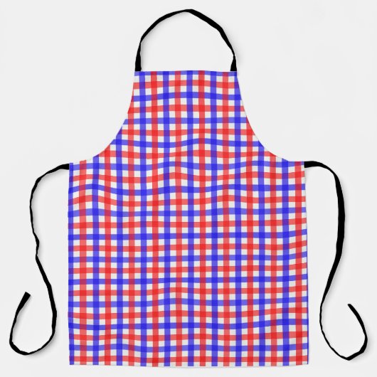Rood Blauw Gingham Plaid Patroon Schort (Voorkant)