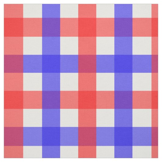 Rood Blauw Gingham Plaid Patroon Stof (Swatch)