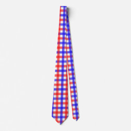 Rood Blauw Gingham Plaid Patroon Stropdas
