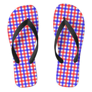 Rood Blauw Gingham Plaid Patroon Teenslippers