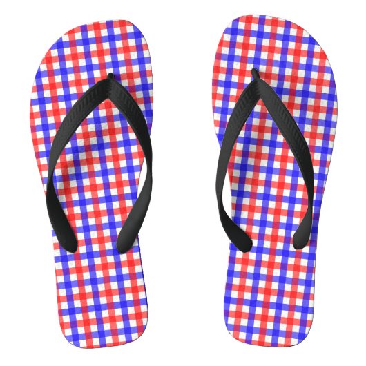 Rood Blauw Gingham Plaid Patroon Teenslippers (Voetbed)