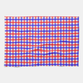 Rood Blauw Gingham Plaid Patroon Theedoek