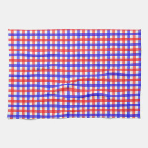Rood Blauw Gingham Plaid Patroon Theedoek