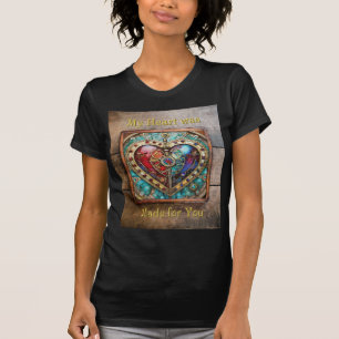 Rood & Blauw Glas-in-lood Hart Steampunk Serie T-shirt