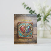 Rood & Blauw Glas in lood Hart Steampunk Series Briefkaart (Staand voorkant)