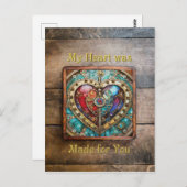 Rood & Blauw Glas in lood Hart Steampunk Series Briefkaart (Voorkant / Achterkant)