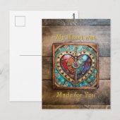 Rood & Blauw Glas in lood Hart Steampunk Series Briefkaart (Voorkant / Achterkant)