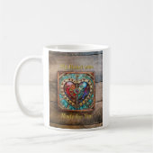 Rood & Blauw Glas in lood Hart Steampunk Series Koffiemok (Links)