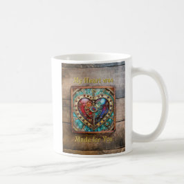Rood & Blauw Glas in lood Hart Steampunk Series Koffiemok