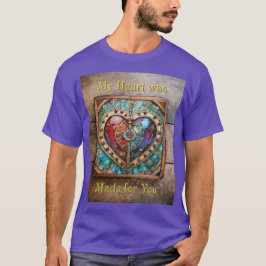 Rood & Blauw Glas in lood Hart Steampunk Series T-shirt
