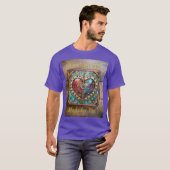 Rood & Blauw Glas in lood Hart Steampunk Series T-shirt (Voorkant volledig)