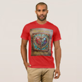 Rood & Blauw Glas in lood Hart Steampunk Series T-shirt (Voorkant volledig)
