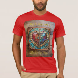 Rood & Blauw Glas in lood Hart Steampunk Series T-shirt