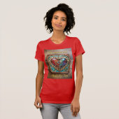 Rood & Blauw Glas in lood Hart Steampunk Series T-shirt (Voorkant volledig)
