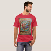 Rood & Blauw Glas in lood Hart Steampunk Series T-shirt (Voorkant volledig)