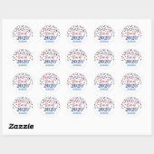 Rood Blauw Glitter Confetti Afstuderen 2020 Ronde Sticker (Vel)