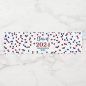 Rood Blauw Glitter Confetti Afstuderen Waterfles Etiket (Enkel label)