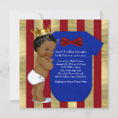 Rood Blauw Goud Etnisch Prince Baby shower Kaart (Voorkant)