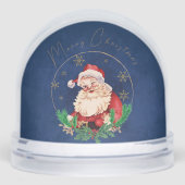 Rood Blauw Goud Kerstman Familie Foto Vrolijk Kers Sneeuwbol (Voorkant)