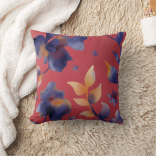 Rood Blauw Goud waterverf illustratie gooikussen Kussen