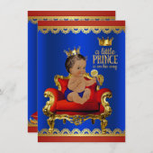 Rood Blauw Gouden Stoel Etnische Prince Boy Baby s Kaart (Voorkant / Achterkant)
