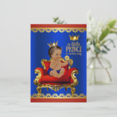 Rood Blauw Gouden Stoel Etnische Prince Boy Baby s Kaart (Staand voorkant)