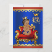 Rood Blauw Gouden Stoel Etnische Prince Boy Baby s Kaart (Voorkant)